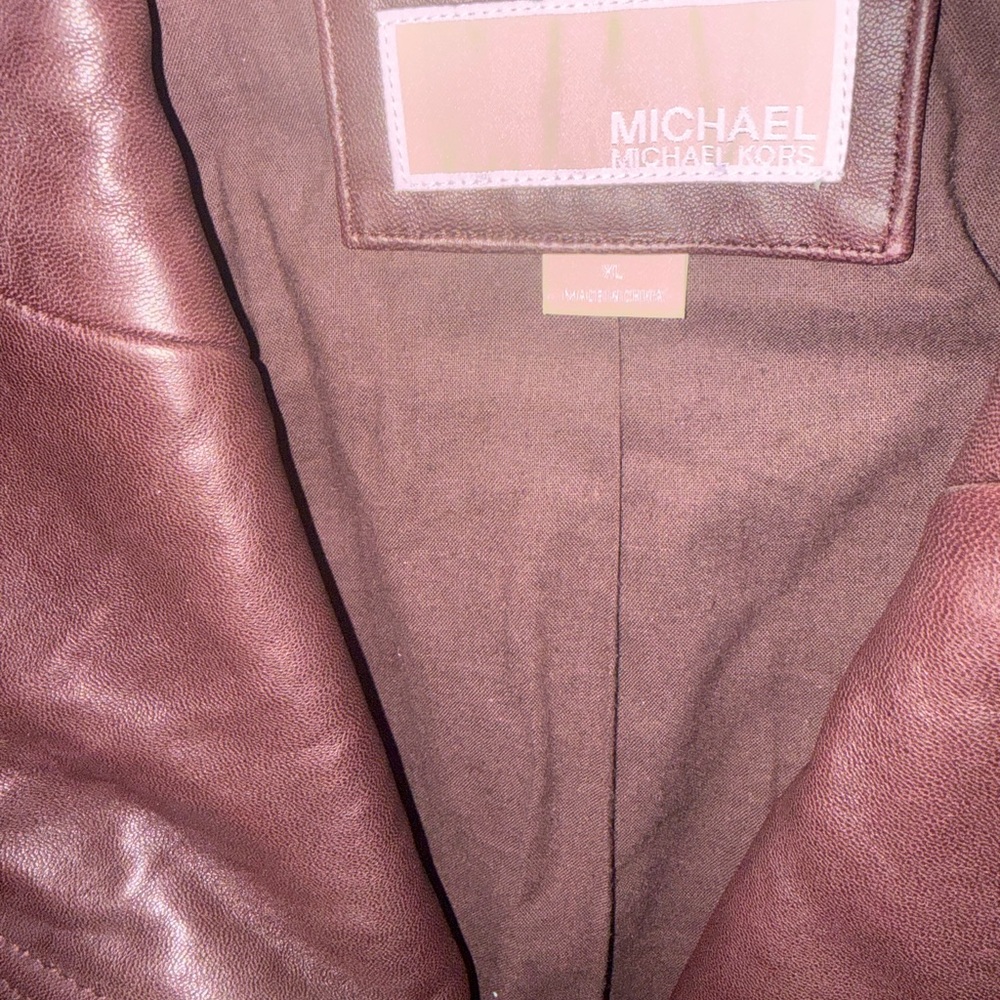 Michael Kors Deep Burgundy Leather Jacket - Picture 3 of 7